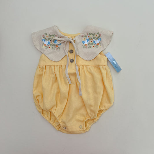 Yellow Embroidered Bubble Romper