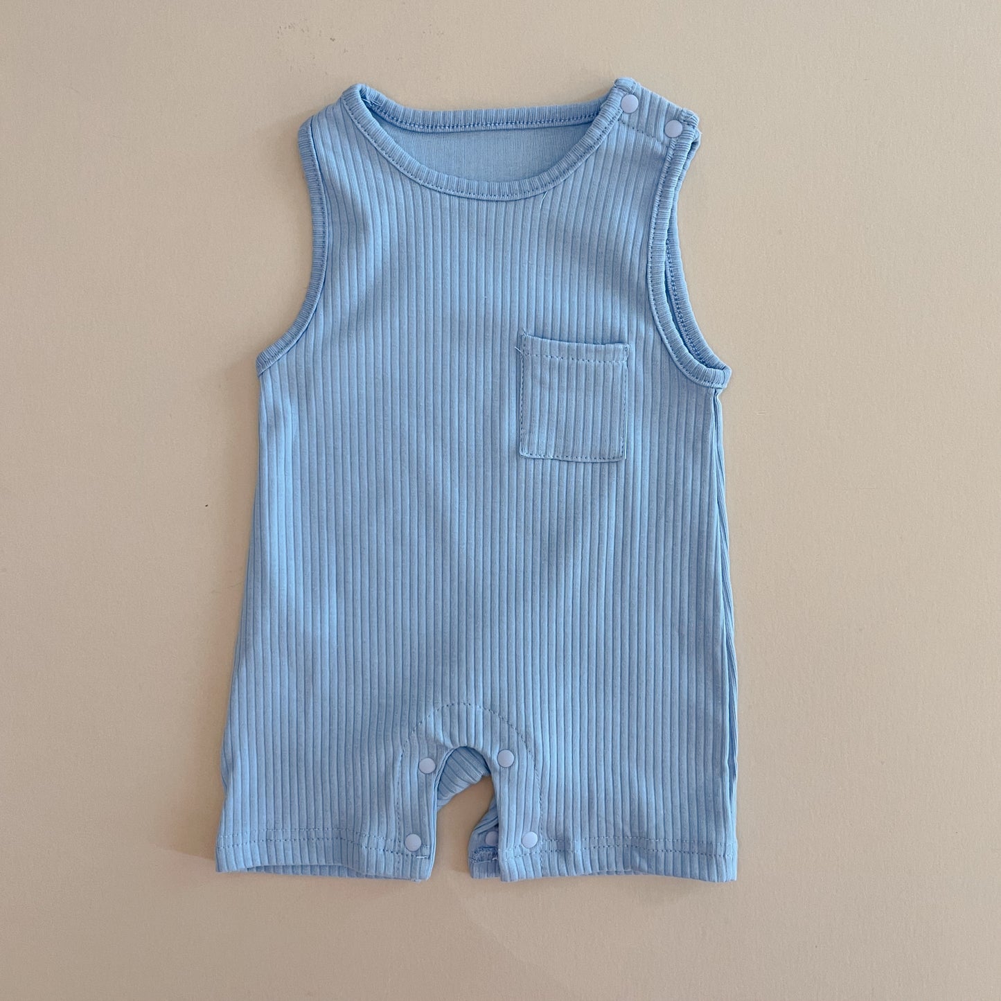 Sky Blue Short Sleeve Ribbed Bodysuit