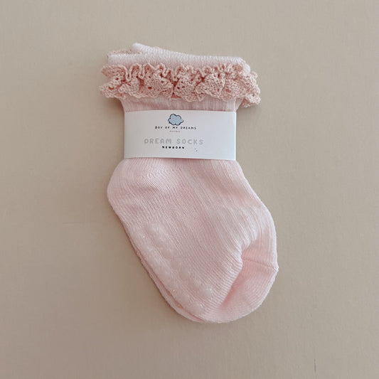 Bubble Gum Pink Lace Baby Socks