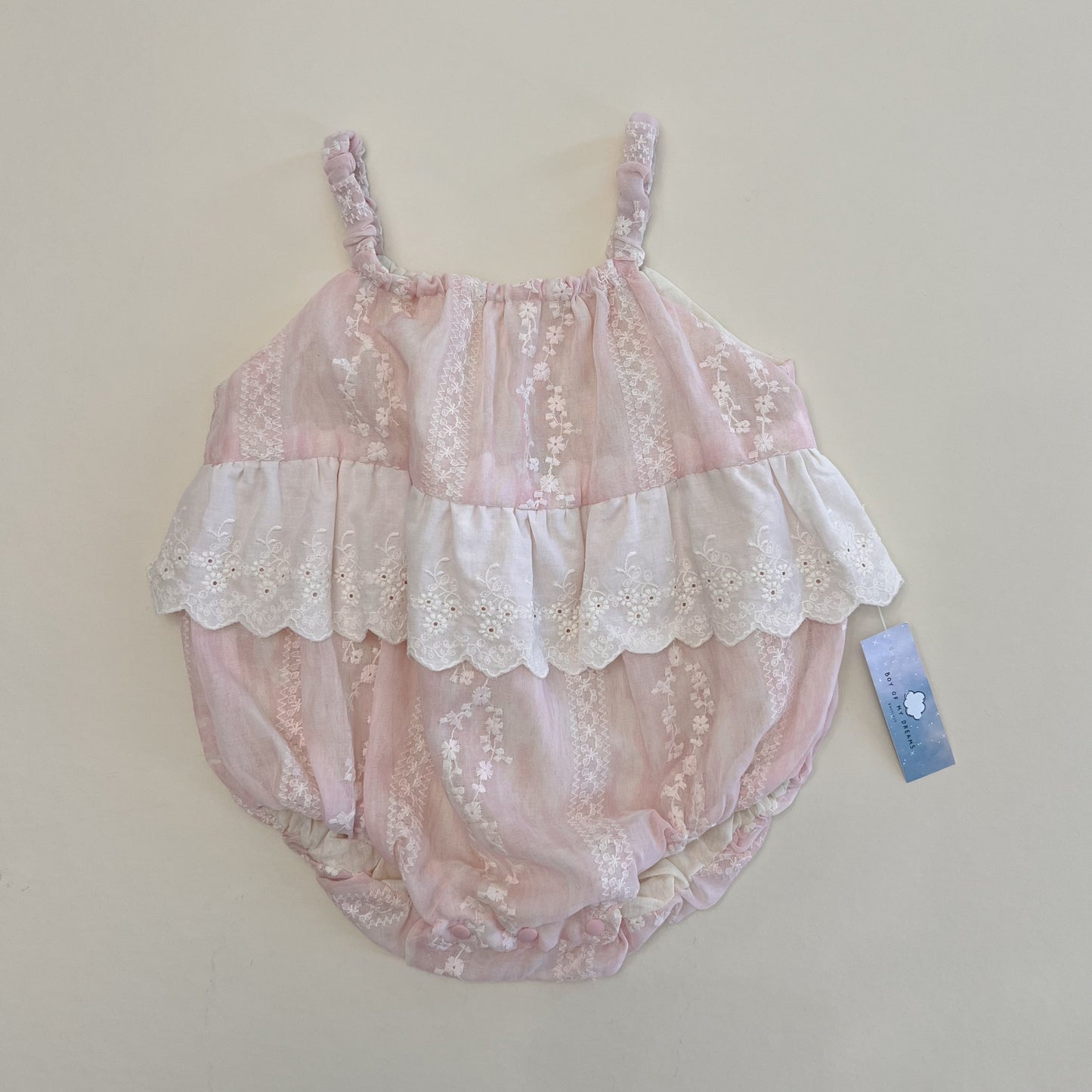 Delicate Vintage Pink Embroidered Romper