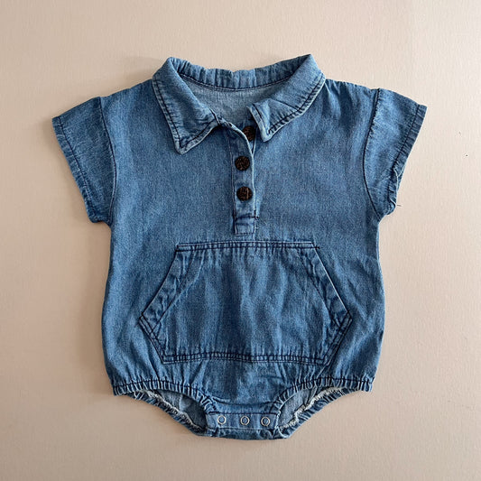 Maya Blue Denim Romper