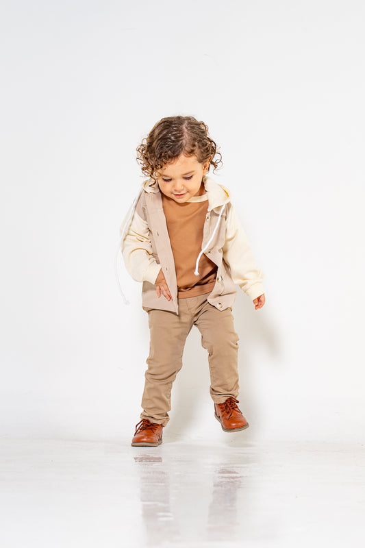 Tan Color Block Fall Jacket