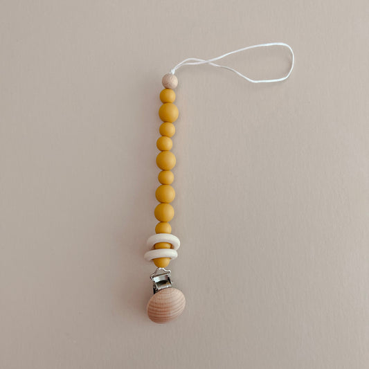 Yellow Bead Pacifier Clip