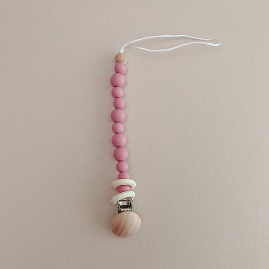 Pink Bead Pacifier Clip